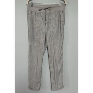 Lou & Grey For Loft Women's Linen‎ Blend Pants Sz Medium Pockets Drawstring Gray